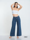 Women's Wide High Rise Jeans - Mid Wash