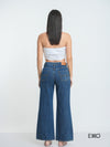 Women's Wide High Rise Jeans - Mid Wash