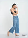 Women's Wide High Rise Jeans - Super Light Wash