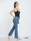 Women's Flared High Rise Jeans - Mid Wash