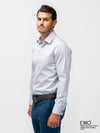 Grey Wrinkle-Free Double Cuff Formal Shirt - EMSAFSS0015CWFLDCF117