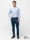 Blue Dobby Formal Slim Fit Shirt - EMSAFSS0017CECLSF095