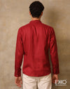 Red | Black Linen Long Sleeve ShirtEMSACS0686LLS