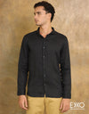 Red | Black Linen Long Sleeve ShirtEMSACS0686LLS