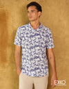 White | Blue Linen Cotton Shirt EMSACS0683LCSS