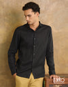 Red | Black Linen Long Sleeve ShirtEMSACS0686LLS