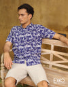 White | Blue Linen Cotton Shirt EMSACS0683LCSS