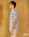 White | Blue Linen Cotton Shirt EMSACS0683LCSS