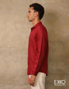 Red | Black Linen Long Sleeve ShirtEMSACS0686LLS
